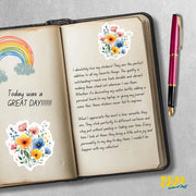 Water Color Flower Sticker - Flower Stickers - Wild Flowers Sticker