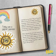 Choose Joy Sticker - Inspiring Mental Health Sun Sticker - Positive Vibes Decoration for Journals & Laptops