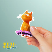 Don't Worry Be Happy Sticker | Funny Cat Sticker | Cute Cat Decal for Laptop, Water Bottle & Journal, Feline Motivational Art