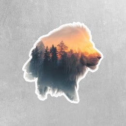 Lion Sticker | Lion Head Decal | Double Exposure Lion Sticker