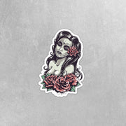 Day Of The Dead Sticker | Pretty Girl Day Of The Dead Sticker | Mexican Sticker