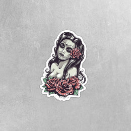 Day Of The Dead Sticker | Pretty Girl Day Of The Dead Sticker | Mexican Sticker