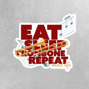 Trombone Sticker | Eat Sleep Trombone Repeat Sticker | Trombone Player Decal