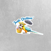 Just Chillin' Macaw Sticker | Parrot Stickers | Macaw Beach Decal