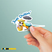 Just Chillin' Macaw Sticker | Parrot Stickers | Macaw Beach Decal