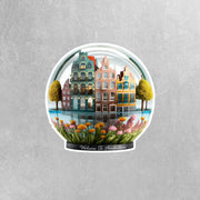 Amsterdam Water Globe Sticker | Amsterdam Buildings Sticker | The Netherlands Sticker | Holland Decal