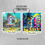 South Beach Miami Sticker PACK | Miami Beach Stickers | 2 Pack Miami South Beach Stickers