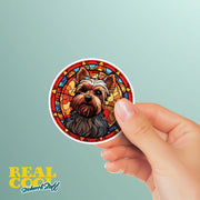 Stained Glass Yorkie Sticker