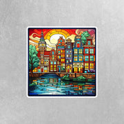 Amsterdam Sticker | Amsterdam Buildings Sticker | Amsterdam Stained Glass Sticker