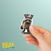 Fight Me Coward Raccoon Waterproof Glossy Sticker, Halloween Sticker, Raccoon With Knife Vinyl Sticker, Meme Stickers, Murder Raccoon Gift