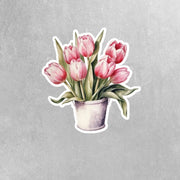 Tulips Sticker | Tulips Sticker | Flower Stickers | Tulips In Flower Pot