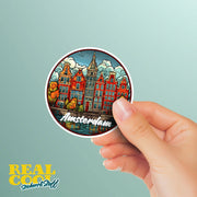 Amsterdam Sticker | Amsterdam Buildings Sticker | Amsterdam Stained Glass Sticker