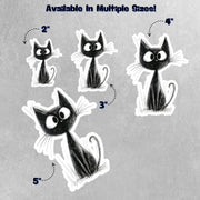 Pencil Sketch Cat Sticker - Black Cat Sticker - Cat Drawing Sticker - Whimsical Cat Sticker