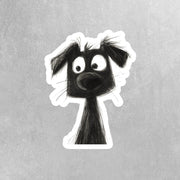 Pencil Sketch Dog Sticker - Black Dog Drawing - Whimsical Pet Décor for Dog Lovers & Animal Enthusiasts