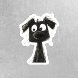 Pencil Sketch Dog Sticker - Black Dog Drawing - Whimsical Pet Décor for Dog Lovers & Animal Enthusiasts