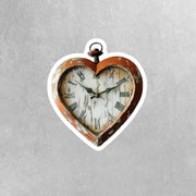 Vintage Clock Sticker - Heart Shaped Clock Sticker - Junk Journal Sticker