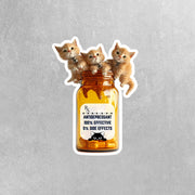 Funny Antidepressant Kitten Sticker - Funny Cat Sticker - Medicine Bottle Cat Sticker