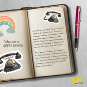 Vintage Telephone Sticker - Old Fashioned Phone Sticker - Phone Decal - Junk Journal Stickers