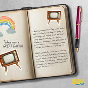 Vintage TV Sticker - Old Fashioned Television Sticker - TV Decal - Junk Journal Stickers