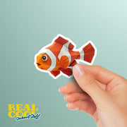 Origami Clown Fish Sticker - Cute Clown Fish Sticker - Origami Clown Fish Decal
