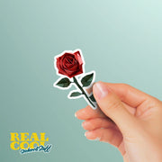 Origami Red Rose Sticker - Cute Rose Sticker - Origami Flower Decal