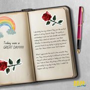 Origami Red Rose Sticker - Cute Rose Sticker - Origami Flower Decal