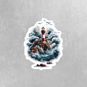 Lighthouse Sticker - Stormy Night Lighthouse Decal - Lighthouse Decal