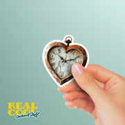 Vintage Clock Sticker - Heart Shaped Clock Sticker - Junk Journal Sticker