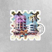 Miami Beach Sticker - Beach Sticker - Miami Beach Vintage Postage Stamp Sticker