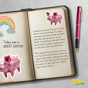 Pig Sticker - Cute Piggy Sticker - Origami Pig Decal - Piglet Sticker