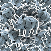 Origami Rhino Sticker - Cute Rhino Sticker - Origami Rhino Decal