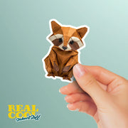 Origami Raccoon Sticker - Cute Raccoon Sticker - Origami Raccoon Decal
