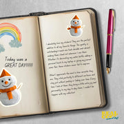 Origami Snowman Sticker - Cute Snowman Sticker - Origami Snowman Decal