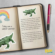 Origami Alligator Sticker - Cute Gator Sticker - Origami Alligator Decal