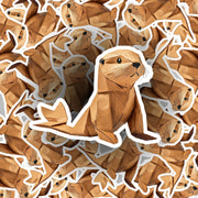 Origami Seal Sticker - Cute Seal Sticker - Origami Seal Decal