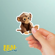 Origami Monkey Sticker - Cute Monkey Sticker - Origami Monkey Decal