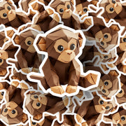 Origami Monkey Sticker - Cute Monkey Sticker - Origami Monkey Decal
