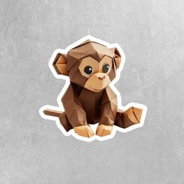 Origami Monkey Sticker - Cute Monkey Sticker - Origami Monkey Decal