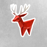Origami Reindeer Sticker - Cute Reindeer Sticker - Origami Reindeer Decal - Red-Nosed Reindeer Sticker