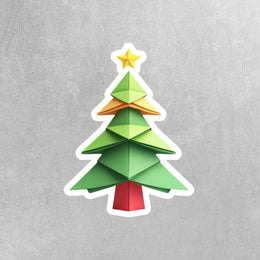 Origami Christmas Tree Sticker - Cute Christmas Tree Sticker - Origami Christmas Tree Decal