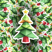 Origami Christmas Tree Sticker - Cute Christmas Tree Sticker - Origami Christmas Tree Decal