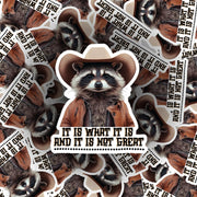 It Is What It Is Sticker - Funny Raccoon Meme Sticker - Cute Raccoon Decal