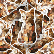 Cat Stickers - Wooden Cat Sticker - Rustic Cat Sticker