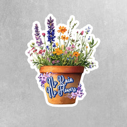 No Rain No Flowers Sticker - Flower Sticker - Floral Decal - Positive Thinking Sticker