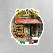 Italy Cafe Sticker, Vintage Cafe Aesthetic, Coffee Lovers Decor, Planner Accessories, Italian Coffee Shop Art