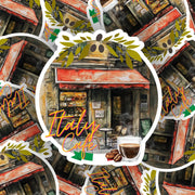 Italy Cafe Sticker, Vintage Cafe Aesthetic, Coffee Lovers Decor, Planner Accessories, Italian Coffee Shop Art