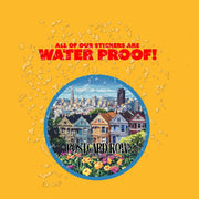 San Francisco Sticker - Painted Ladies Postcard Row Art - Travel Decal, Souvenir Gift, Home Decor