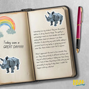 Origami Rhino Sticker - Cute Rhino Sticker - Origami Rhino Decal