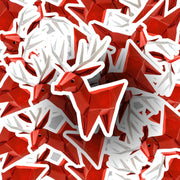 Origami Reindeer Sticker - Cute Reindeer Sticker - Origami Reindeer Decal - Red-Nosed Reindeer Sticker