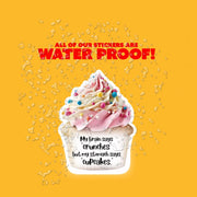 Brain Says Crunches, Stomach Says Cupcakes - Funny Sticker, Humorous Motivation for Health & Sweets Lovers, Perfect Gift Idea